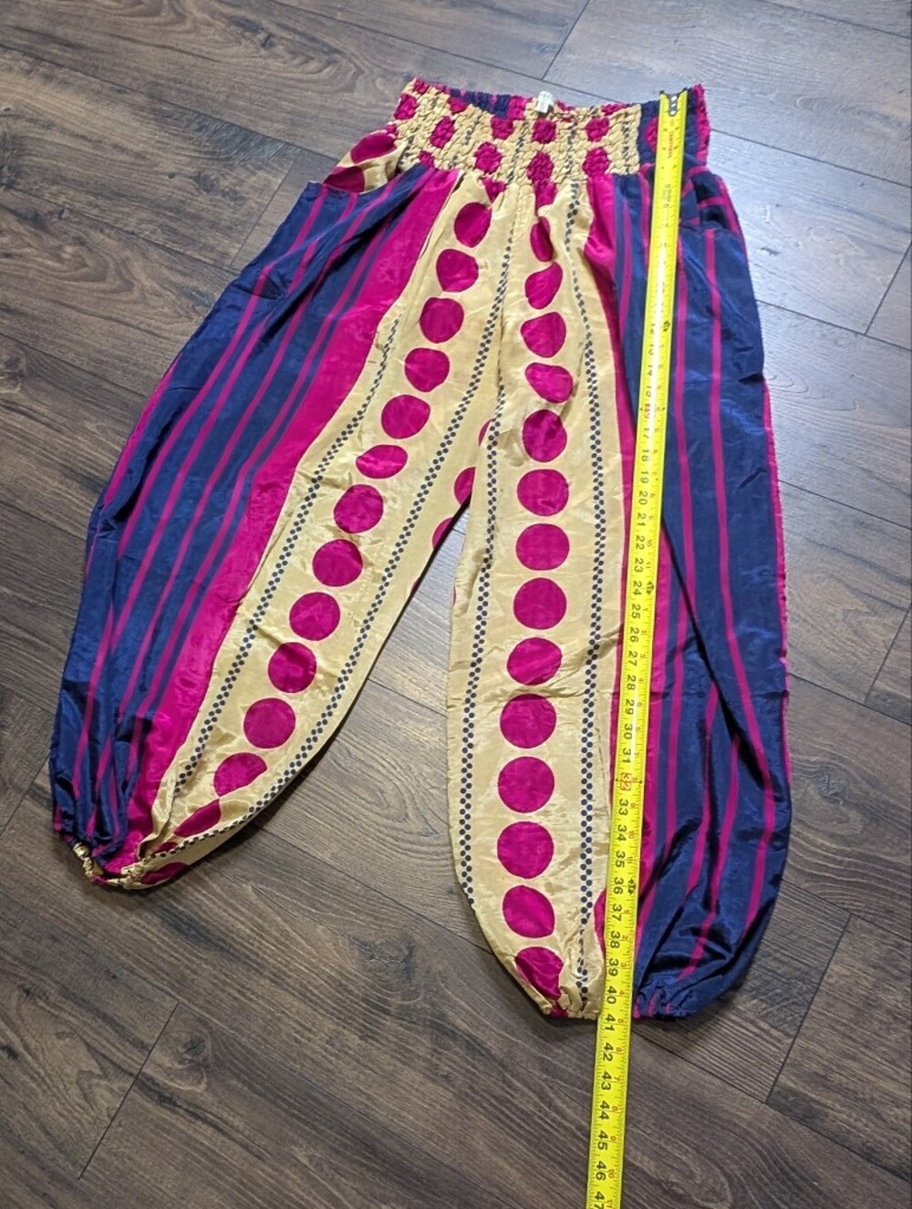 EARTHBOUND Pink, Yellow & Navy Patterned Harem Pants - Picture 2 of 6